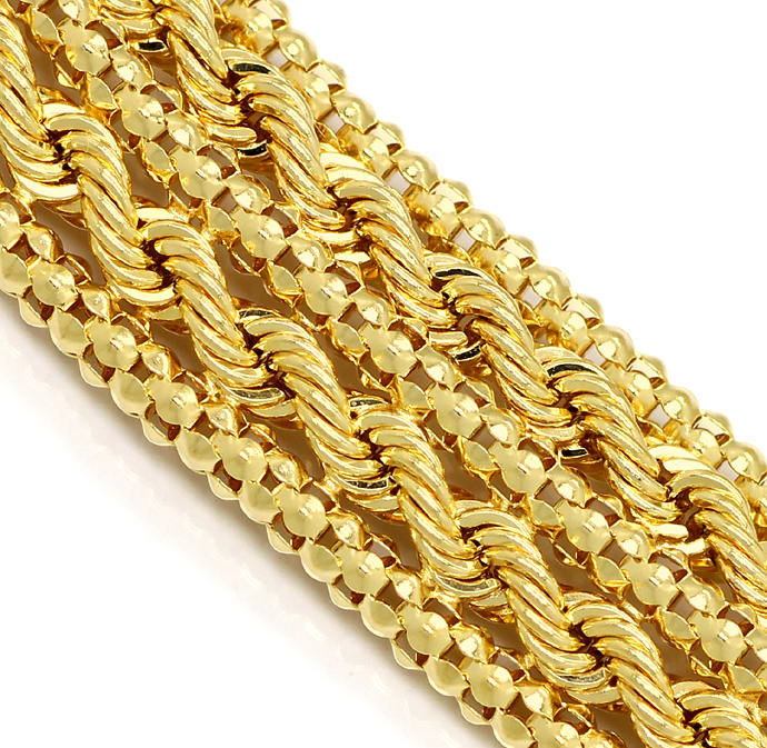 Foto 2 - Goldkollier breites Kordel Himbeer Muster 43cm Gelbgold, K3148