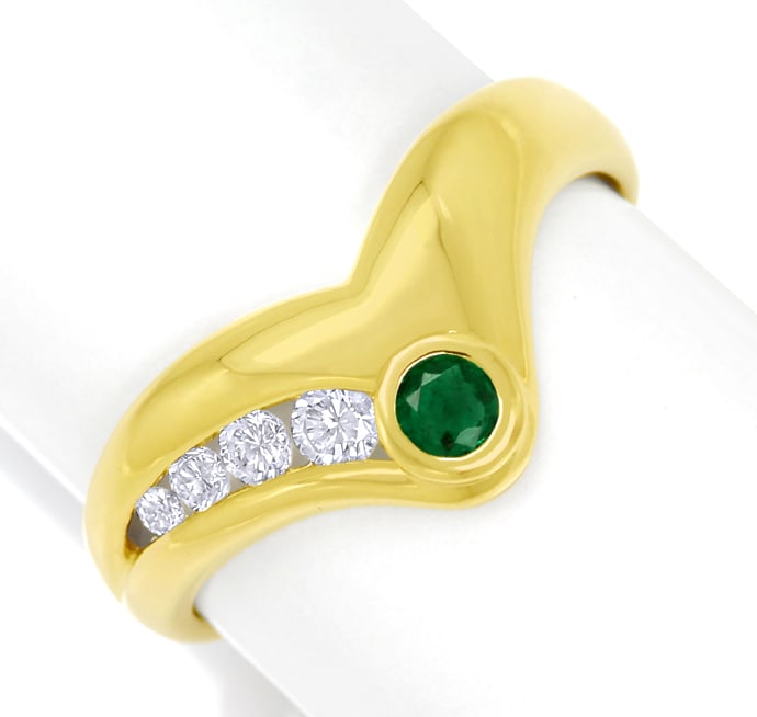 Foto 2 - Designer-Gold-Diamantring 0,19ct Brillanten Top Smaragd, Q1443