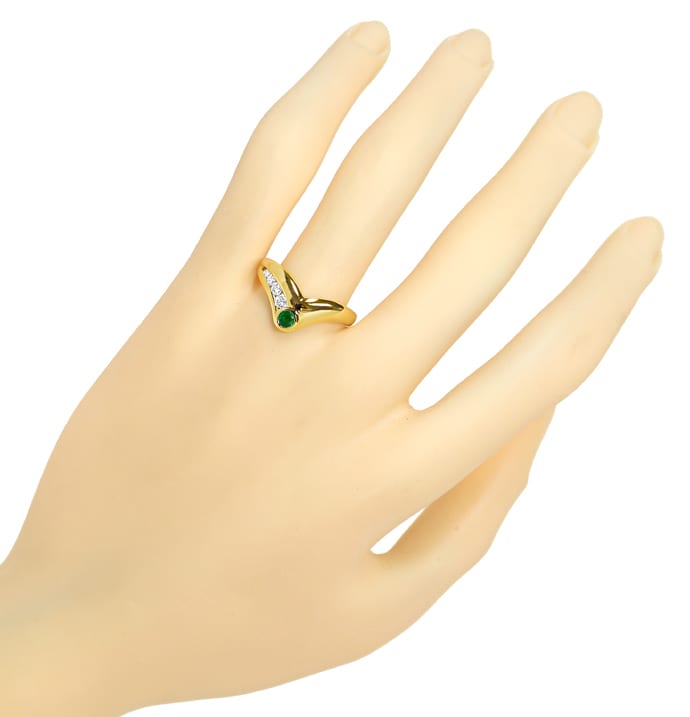 Foto 4 - Designer-Gold-Diamantring 0,19ct Brillanten Top Smaragd, Q1443