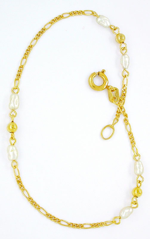 Foto 2 - Juwelier Gelbgold-Armband, schöne Perlen! Neu! Okkasion, S0730