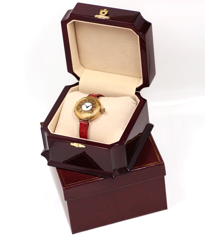 Foto 6 - Antike Rolex Dennison Watch Damenuhr Gold mit Lederband, U2573